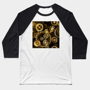 Seamless Steampunk Brass Gears Baseball T-Shirt